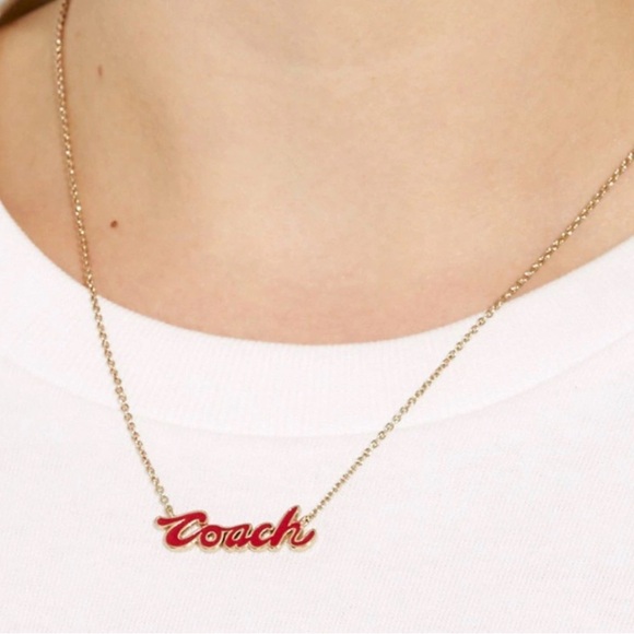 Coach Signature Red Script Necklace - Picture 2 of 6
